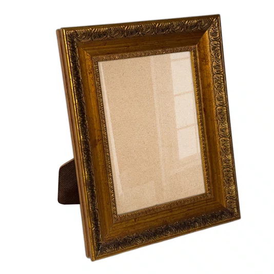 Porta Retrato de Moldura Provençal com Gravação e Vidro Mais Fundo com Suporte - 4,3x2,5