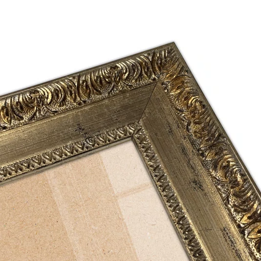 Porta Retrato de Moldura Provençal com Gravação e Vidro Mais Fundo com Suporte - 4,3x2,5