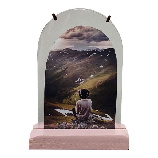 Porta Retrato Orgânico Colors 10x15cm com Duplo Ps Cristal Transparente e Base em Madeira de Pinus - 1,8x4,8