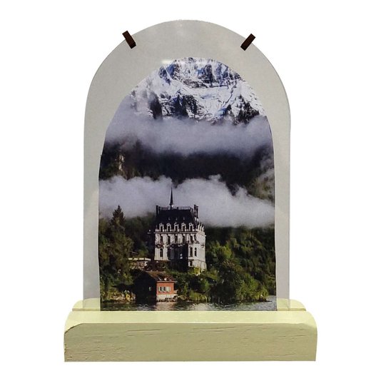 Porta Retrato Orgânico Colors 10x15cm com Duplo Ps Cristal Transparente e Base em Madeira de Pinus - 1,8x4,8