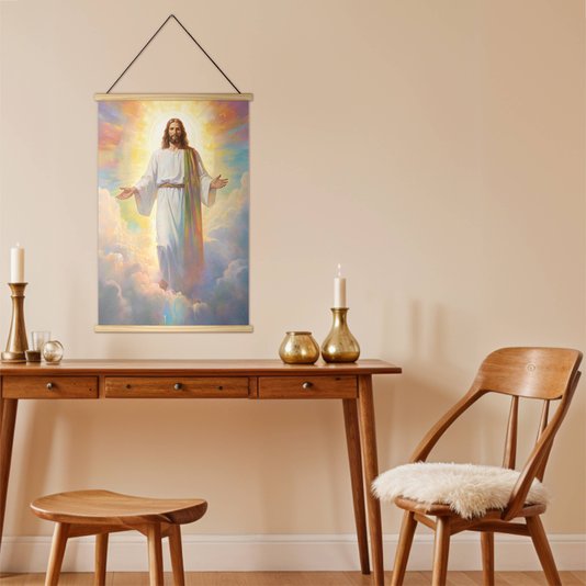 Quadro de Cabide Poster Hanger em Tecido Canvas Jesus