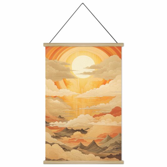 Quadro de Cabide Poster Hanger em Tecido Canvas Montanhas e Céu Colorido