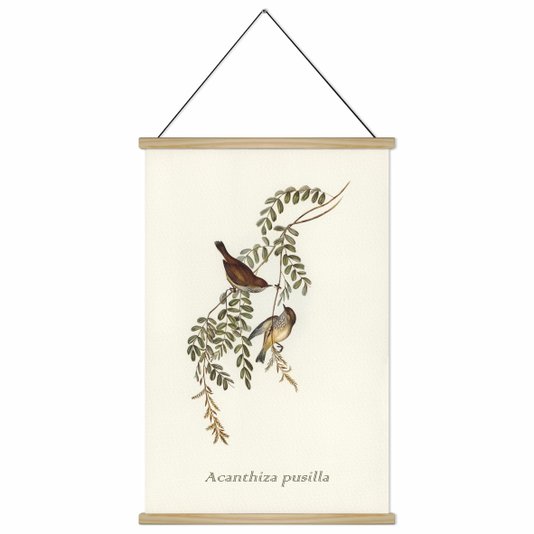 Quadro de Cabide Poster Hanger em Tecido Canvas Passarinhos no Galho