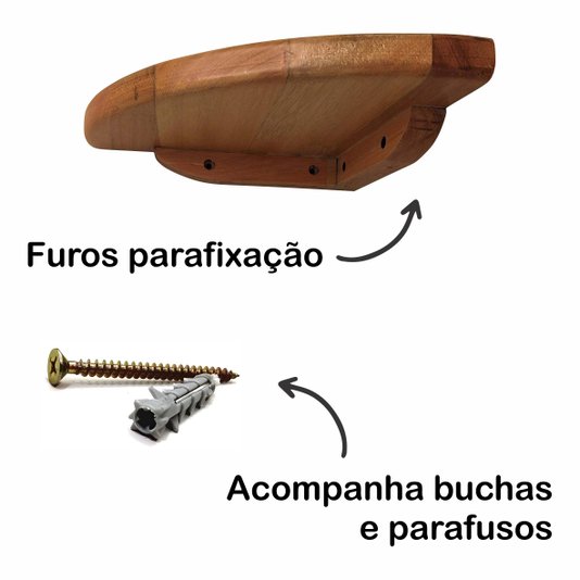 Prateleira de Canto de Parede em Madeira de Eucalipto Maciço Com Verniz