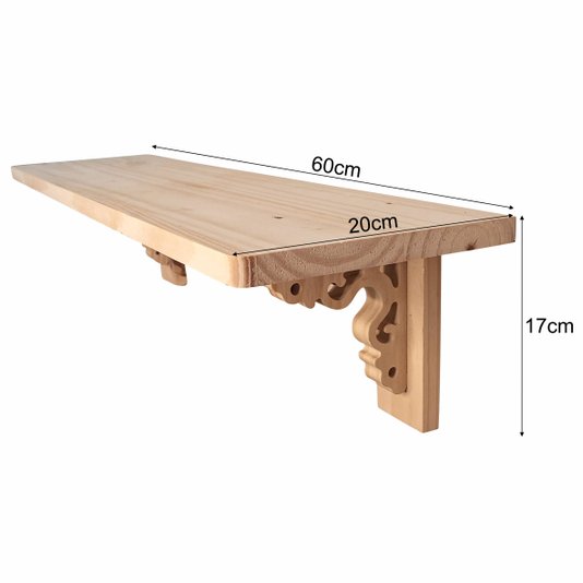 Prateleira de Madeira Pinus de Parede com Mão Francesa Provençal - 20x60cm -  Farmhouse