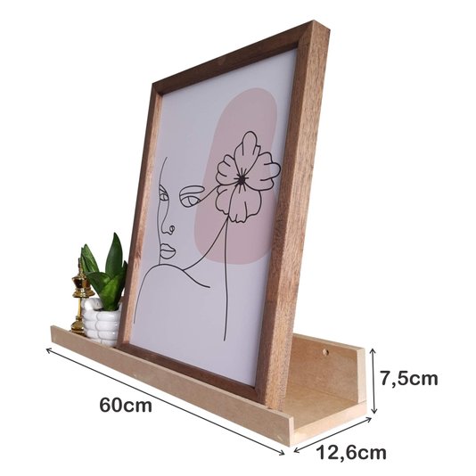 Prateleira de Parede em MDF Cru para Quadros e Decorações - 60x12,6