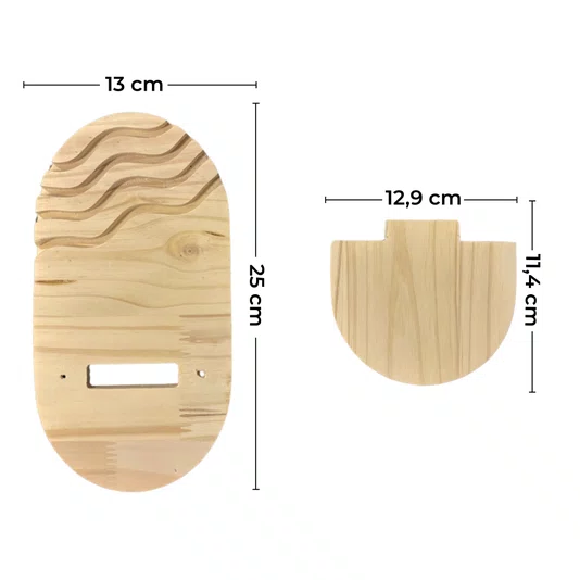 Prateleira Decorativa De Parede Oval Com Frisos Em Madeira Pinus Estilo Japandi