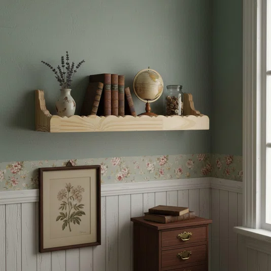 Prateleira  Decorativa em Madeira Pinus Estilo Modern Heritage