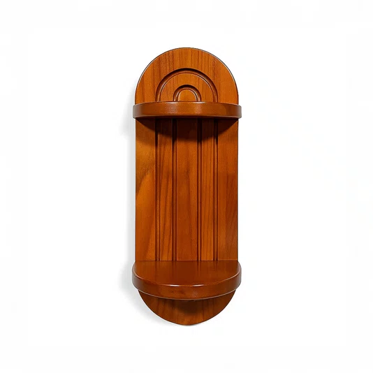 Prateleira Decorativa Oval Flutuante com Frisos em Madeira Pinus Estilo Arco-Íris Para Quarto, Cozinha e Sala