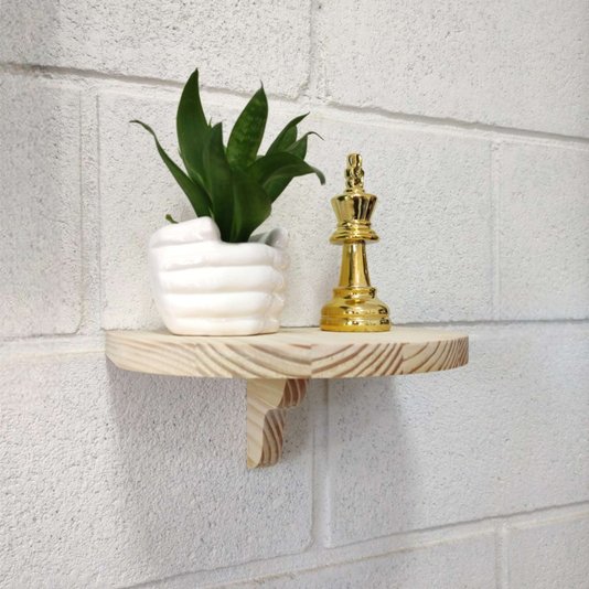 Prateleira Meia Lua em Madeira de Pinus Parede Grande - 20x25x11,8cm - Farmhouse