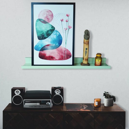 Prateleira Multiuso Colorida de Parede em MDF Laqueado para Quadros e Decorações - 90x12,6
