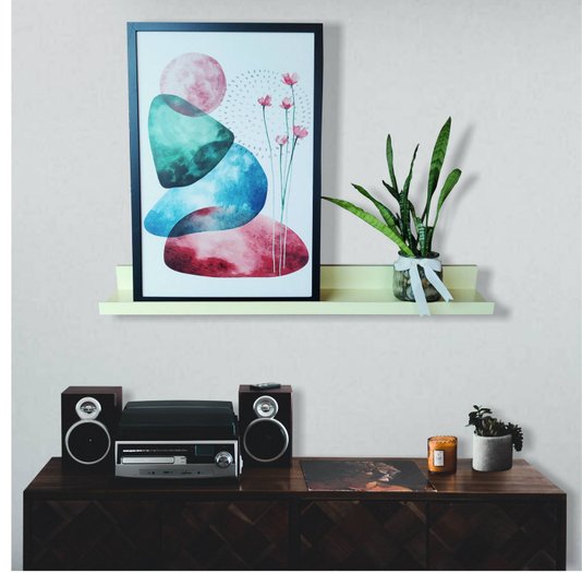 Prateleira Multiuso Colorida de Parede em MDF Laqueado para Quadros e Decorações - 90x12,6