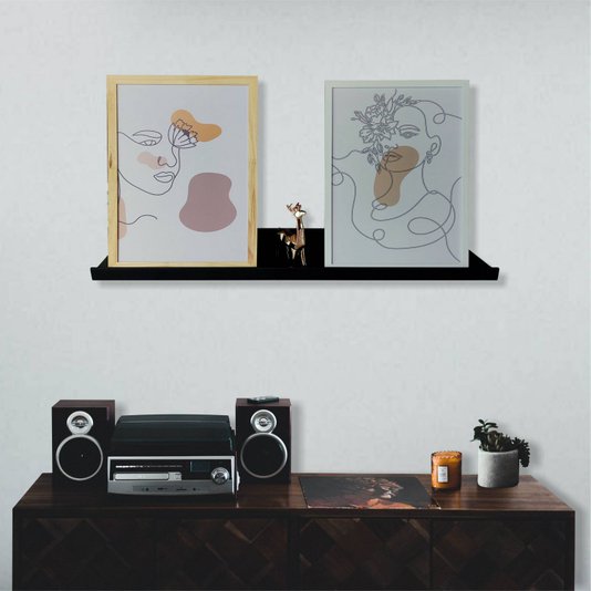 Prateleira Multiuso Colorida de Parede em MDF Laqueado para Quadros e Decorações - 90x12,6