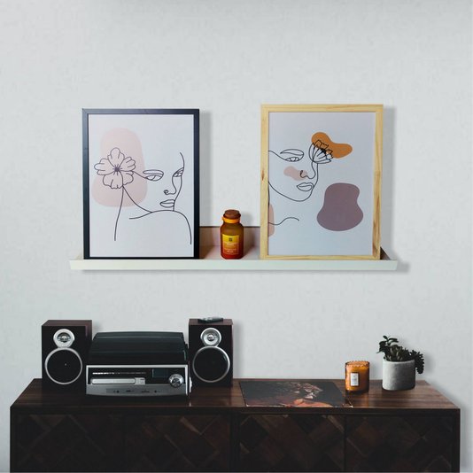 Prateleira Multiuso Colorida de Parede em MDF Laqueado para Quadros e Decorações - 90x12,6