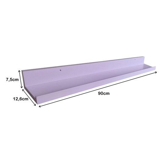 Prateleira Multiuso Colorida de Parede em MDF Laqueado para Quadros e Decorações - 90x12,6