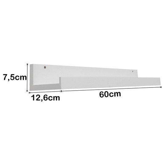 Prateleira Multiuso de Parede em MDF Laqueado para Quadros e Decorações - 60x12,6