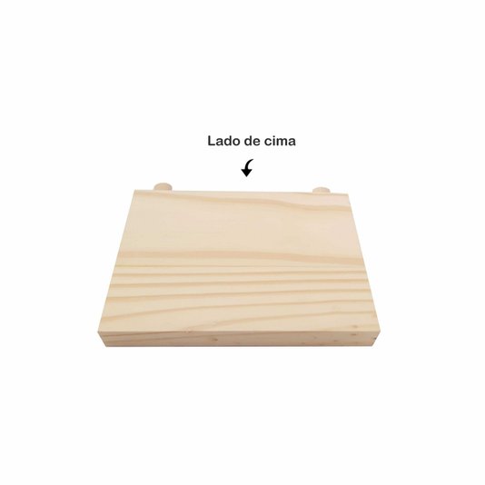 Kit Prateleira e Pinos para Pegboard em Madeira de Pinus 13,5x10cm