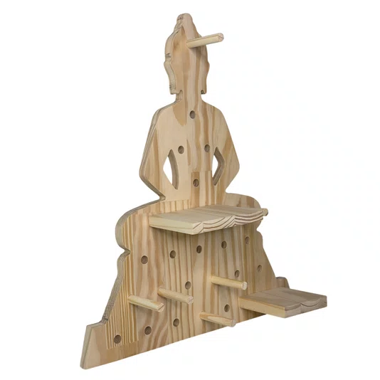 Prateleira Pegboard Budha com 10 Pinos, 1 Prateleira 13,5cm, 1 Prateleira 10cm Em Madeira Pinus