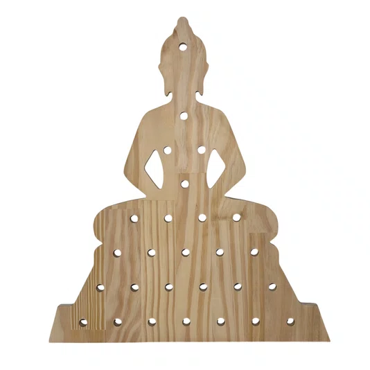 Prateleira Pegboard Budha com 10 Pinos, 1 Prateleira 13,5cm, 1 Prateleira 10cm Em Madeira Pinus
