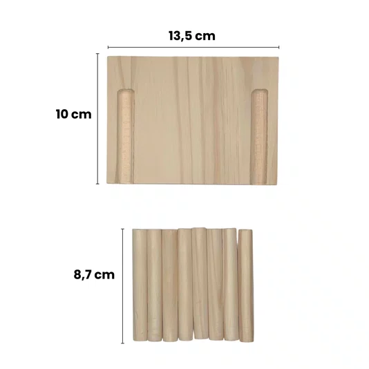 Prateleira Pegboard Cavalo Marinho Em Madeira Pinus com 8 Pinos e 1 Prateleira 13,5cm
