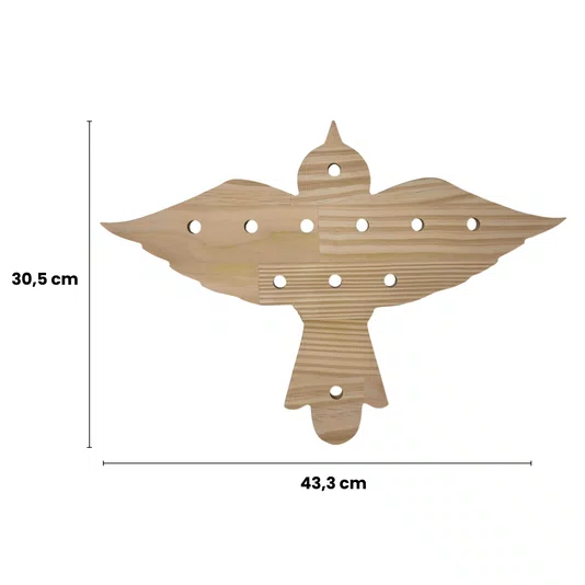 Prateleira Pegboard Pássaro Com 5 Pinos e 1 Prateleira 13,5cm Em Madeira Pinus