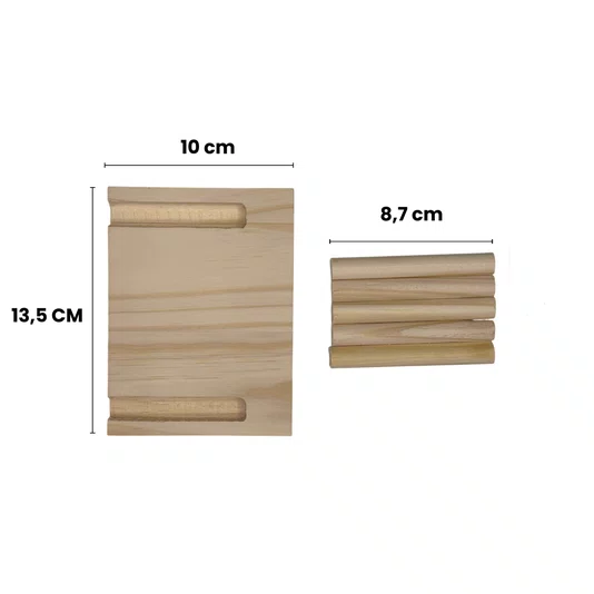 Prateleira Pegboard Pássaro Com 5 Pinos e 1 Prateleira 13,5cm Em Madeira Pinus