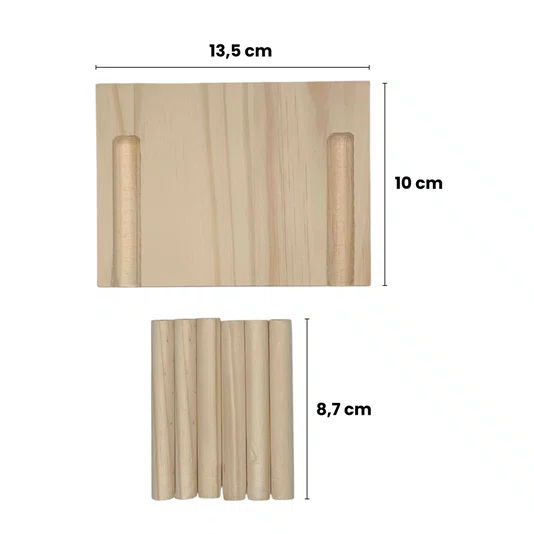 Prateleira Pegboard Peixe Em Madeira Pinus Com 6 Pinos e 1 Prateleira 13,5cm