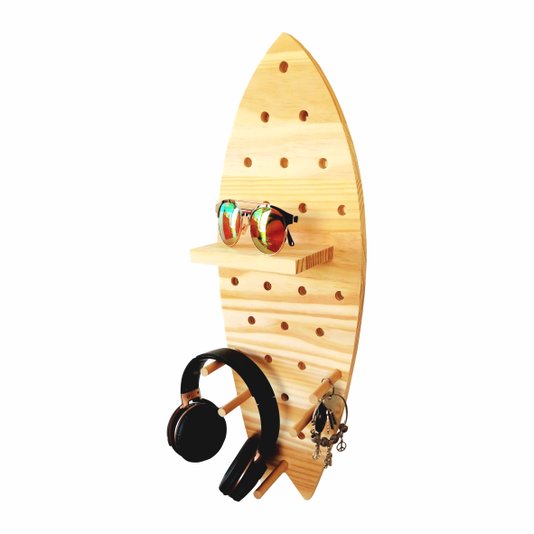 Prateleira Pegboard Prancha Em Madeira Pinus 9 Pinos e 2 Prateleiras 13,5cm