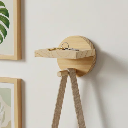 Prateleira Pegboard Redonda 10cm Em Madeira Pinus 