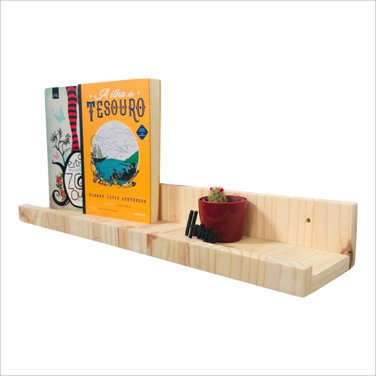 Prateleira de Madeira Pinus Parede Multiuso para Quarto Sala Quadros Placas - 60x15cm - Farmhouse