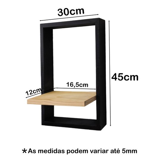 Prateleira Quadro Nicho Flutuante Decorativa de Parede - 30x45cm