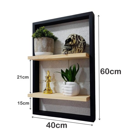 Prateleira Quadro Nicho Flutuante Decorativa de Parede - 40x60cm