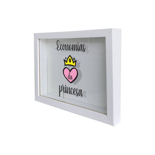 Quadro Cofre Criativo Economias da Princesa - Fundo Branco