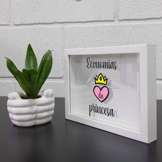 Quadro Cofre Criativo Economias da Princesa - Fundo Branco