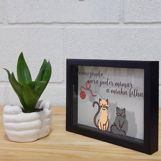 Quadro Cofre Criativo Economizando Para Poder Mimar a Minha Filha - Gatinha - Fundo Branco