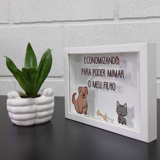 Quadro Cofre Criativo Economizando Para Poder Mimar o Meu Filho - Cachorrinho - Fundo Branco