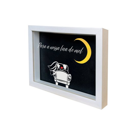 Quadro Cofre Criativo Para a Nossa Lua de Mel - Fundo Preto