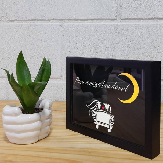 Quadro Cofre Criativo Para a Nossa Lua de Mel - Fundo Preto