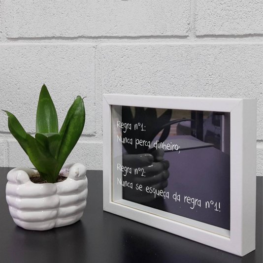 Quadro Cofre Criativo Regra nº 1: Nunca Perca Dinheiro; Regra nº 2: Nunca Esqueça da Regra nº1! - Fundo Preto
