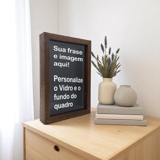 Quadro Cofre Decorativo Personalizado Com Moldura em Madeira Pinus Para Porta Recordações e Economias - 1,5x4,5