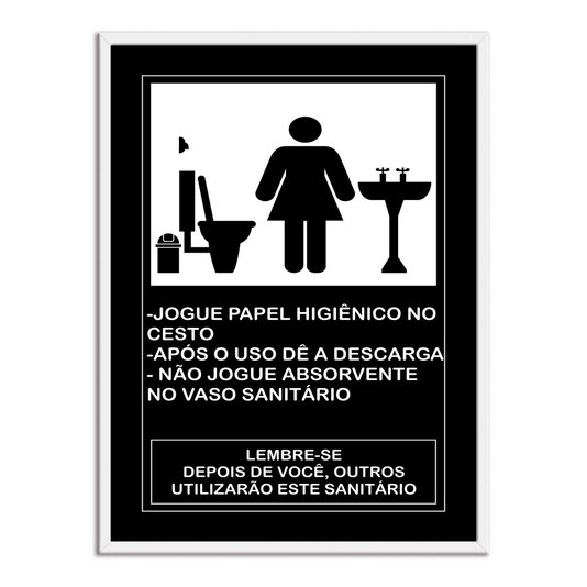 Quadro de Higiene para Banheiro Feminino