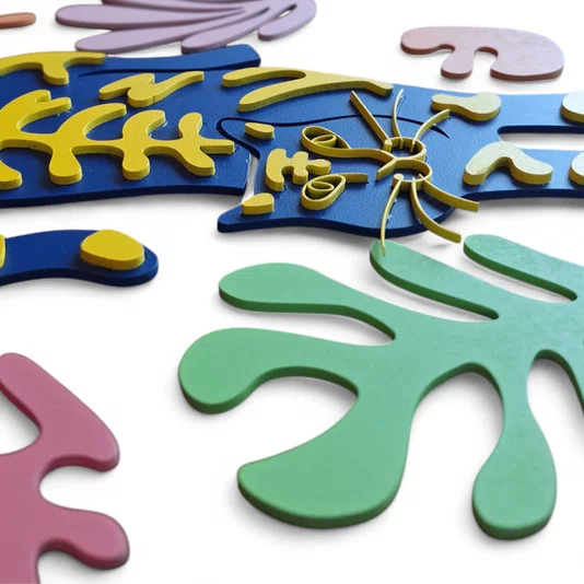 Quadro De Parede 3D Alto Relevo Gato Estilo Matisse em MDF 3mm