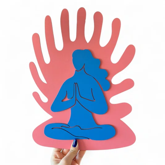 Quadro De Parede 3D Alto Relevo Meditação Estilo Matisse em MDF 3mm