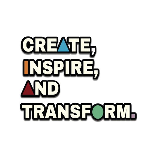 Quadro De Parede 3D Bauhaus Frase Create, Inspire, And Transform em MDF 3mm