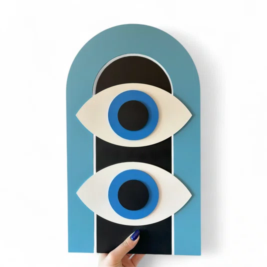 Quadro De Parede 3D Bauhaus Geométrico Olhos em MDF 3mm