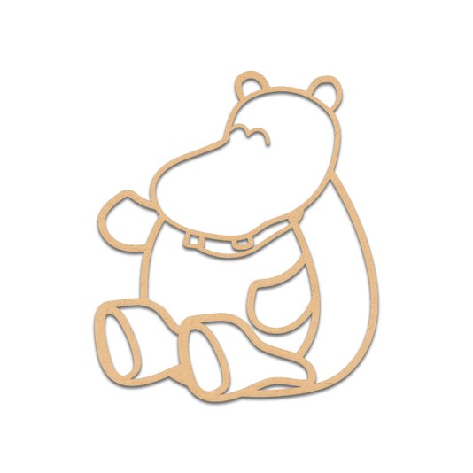 Aplique De Parede 3D Infantil Animais Hipopótamo Mdf 3mm