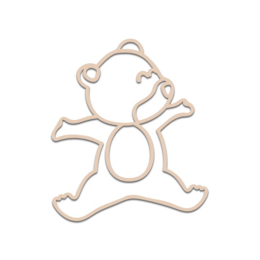 Aplique De Parede 3D Infantil Animais Ursinho Mdf 3mm