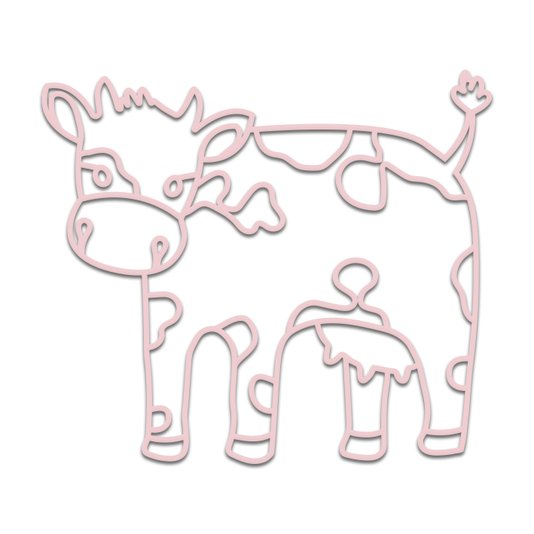Aplique De Parede 3D Infantil Animais Vaquinha Mdf 3mm