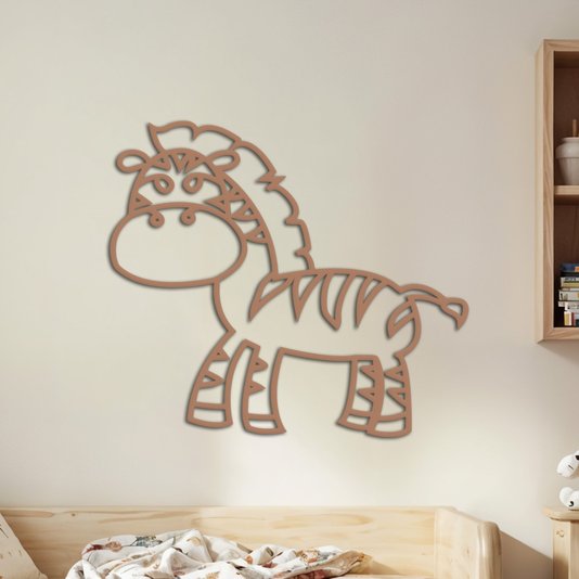 Aplique De Parede 3D Infantil Animais Zebra Mdf 3mm