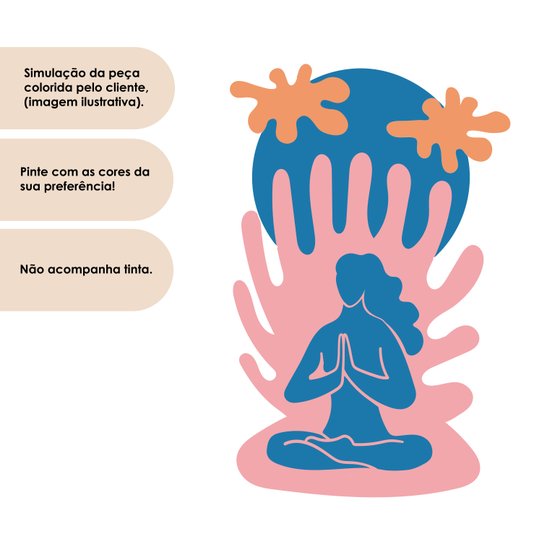 Quadro Para Colorir De Parede 3D Meditação Estilo Matisse Em Mdf Cru